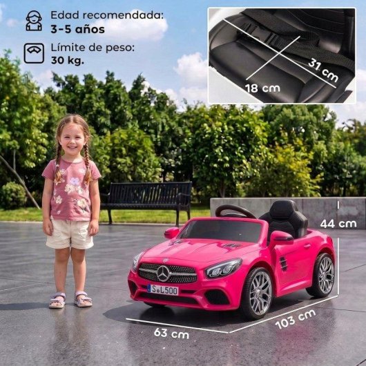 Coche Eléctrico Infantil Aiyaplay Mercedes-Benz SL500 Rosa