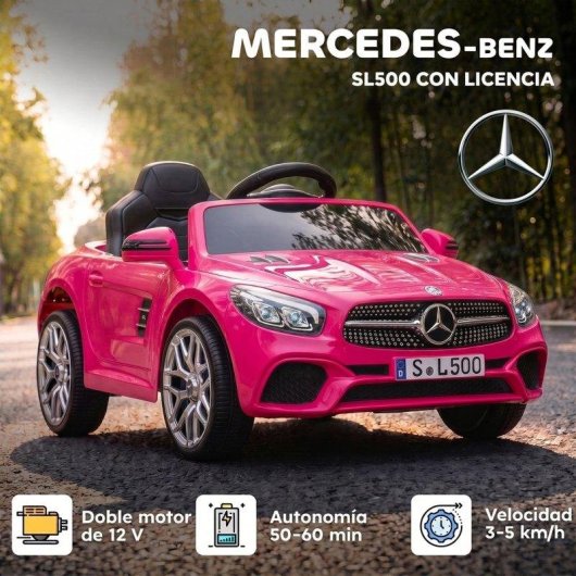 Coche Eléctrico Infantil Aiyaplay Mercedes-Benz SL500 Rosa
