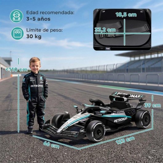 Kart eléctrico infantil Aiyaplay Mercedes-AMG PETRONAS F1 12V Negro