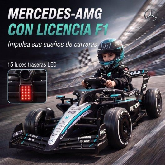 Kart eléctrico infantil Aiyaplay Mercedes-AMG PETRONAS F1 12V Negro