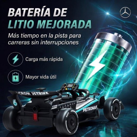 Kart eléctrico infantil Aiyaplay Mercedes-AMG PETRONAS F1 12V Negro