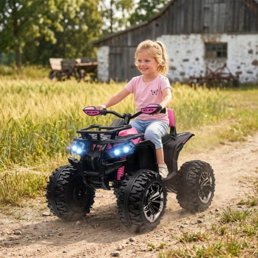 Quad Eléctrico para Niños Homcom 12V con 2 Motores 3-8 km/h Rosa