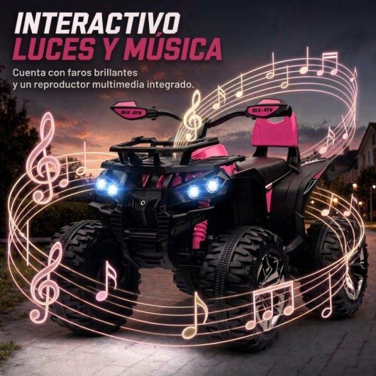 Quad Eléctrico para Niños Homcom 12V con 2 Motores 3-8 km/h Rosa