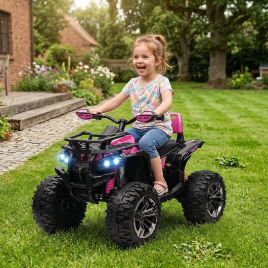 Quad Eléctrico para Niños Homcom 12V con 2 Motores 3-8 km/h Rosa