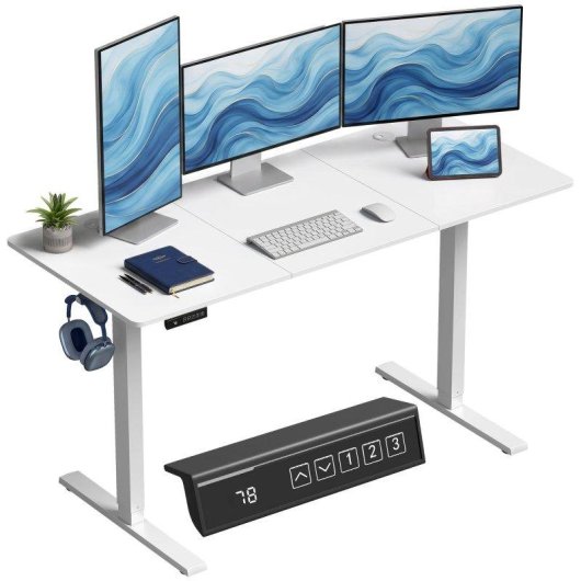 Mesa Elevavel Homcom 140x60 cm Branco 3 Memorias