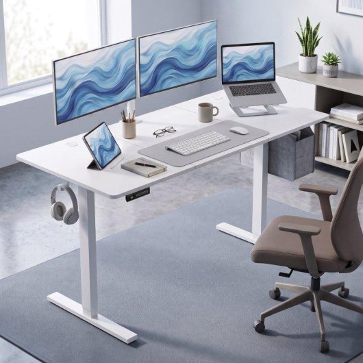 Mesa Elevavel Homcom 140x60 cm Branco 3 Memorias
