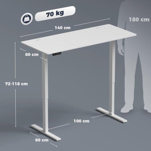 Mesa Elevavel Homcom 140x60 cm Branco 3 Memorias