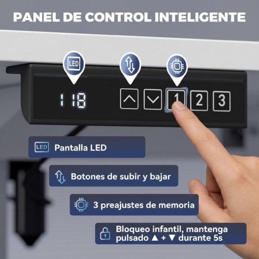 Mesa Elevavel Homcom 140x60 cm Branco 3 Memorias