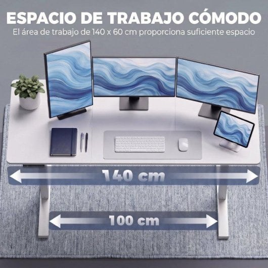 Mesa Elevavel Homcom 140x60 cm Branco 3 Memorias