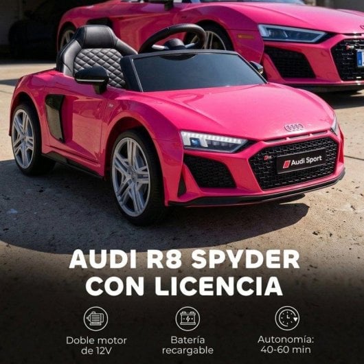 Carro eletrico Aiyaplay Audi R8 Spyder Controlo remoto 12V Rosa