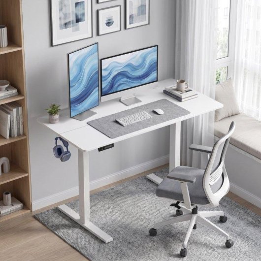 Mesa de escritorio elevavel Homcom 120x60 cm 3 memorias Branco