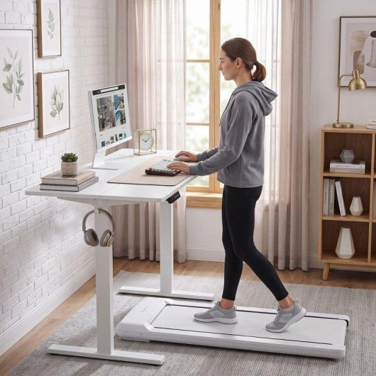 Mesa de escritorio elevavel Homcom 120x60 cm 3 memorias Branco