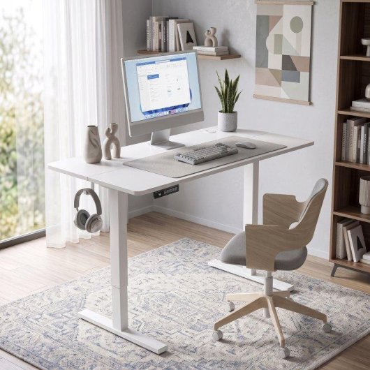 Mesa de escritorio elevavel Homcom 120x60 cm 3 memorias Branco