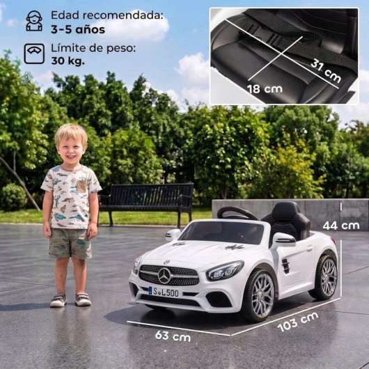 Coche eléctrico infantil Aiyaplay Mercedes-Benz SL500 12 V con mando blanco