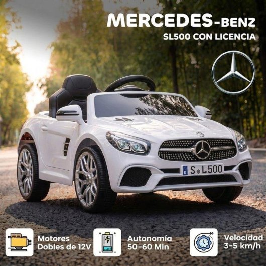 Coche eléctrico infantil Aiyaplay Mercedes-Benz SL500 12 V con mando blanco