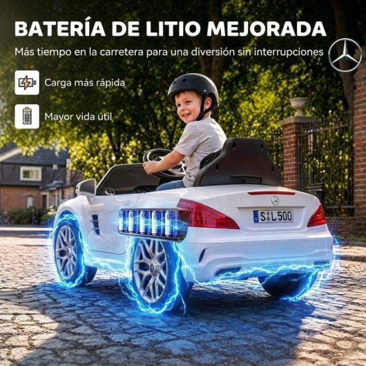 Coche eléctrico infantil Aiyaplay Mercedes-Benz SL500 12 V con mando blanco