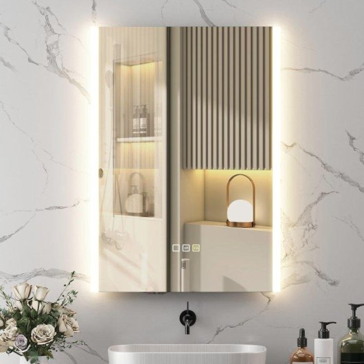 Espelho de banho LED Homcom 70x50 cm antivoo 3 cores