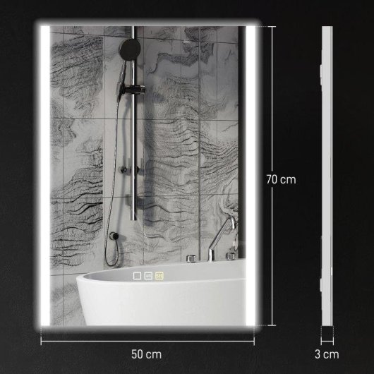 Espelho de banho LED Homcom 70x50 cm antivoo 3 cores
