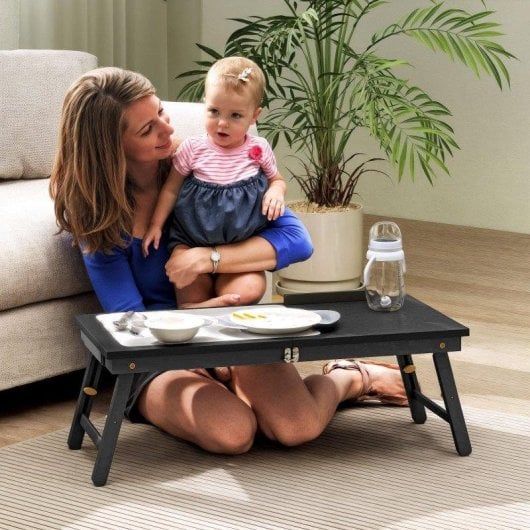 Mesa Plegable Homcom Inclinable con Cajón para Cama y Sofá Negro