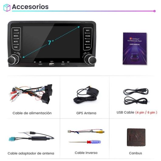 Autoradio JUNSUN Android15 2+64 GB SWC Wifi GPS