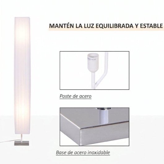 Lámpara de Pie Homcom 2 Casquillos E27 Pantalla Tela Blanco