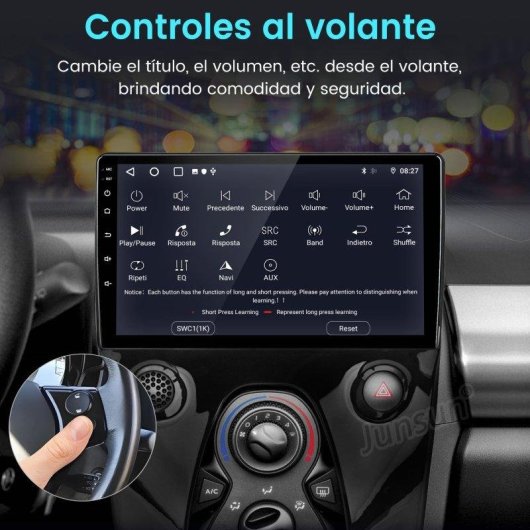 Autoradio Android15 2+64gb CarPlay voor Toyota Aygo Citroen C1 Peugeot 108