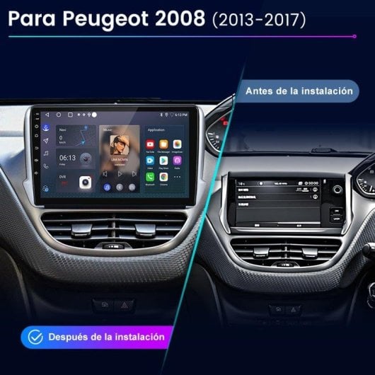 Sistema de Navegación JUNSUN Carplay Android 15 10" DAB+ WiFi GPS para Peugeot 208/2008
