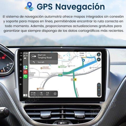 Sistema de Navegación JUNSUN Carplay Android 15 10" DAB+ WiFi GPS para Peugeot 208/2008