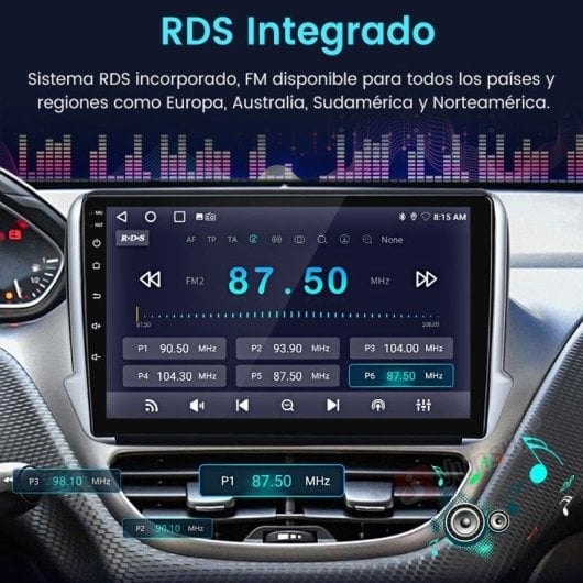 Sistema de Navegación JUNSUN Carplay Android 15 10" DAB+ WiFi GPS para Peugeot 208/2008