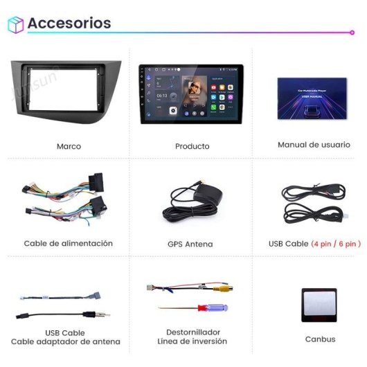 Autoradio JUNSUN Android15 9'' 2+64GB Compatibel Seat León 2005-2011