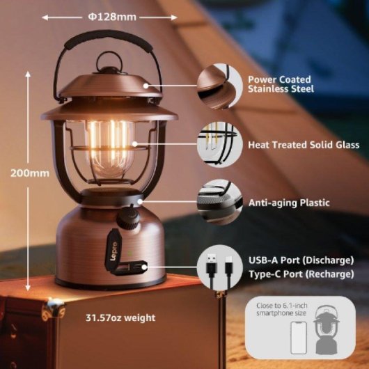 Lampada da campeggio Lepro 33041G LED 1000 lm batteria 15000 mAh