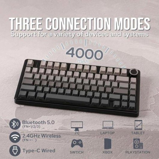 Clavier Nobrand F75 75% compact sans fil triple mode RGB noir