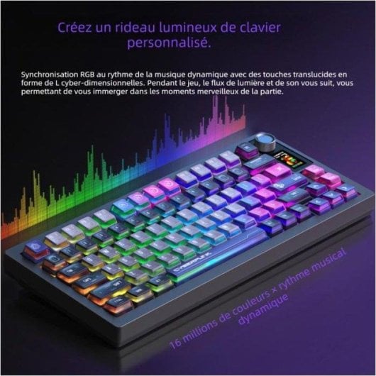 Clavier Nobrand LT75Pro mécanique RGB tri-mode Bluetooth 2,4G USB-C 80 touches noir