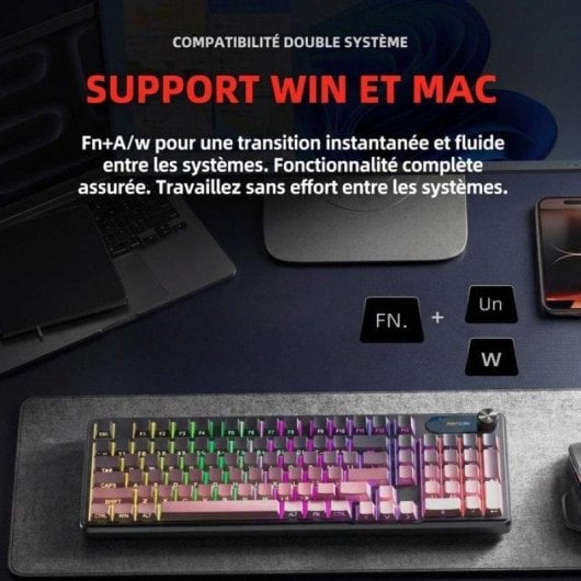Clavier Nobrand IP98 membrane RGB USB Bluetooth PBT résistant à l'eau