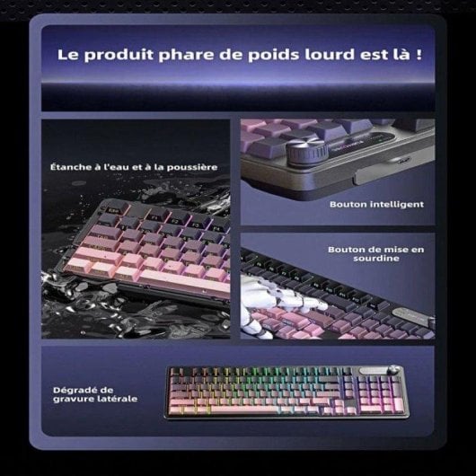 Clavier Nobrand IP98 membrane RGB USB Bluetooth PBT résistant à l'eau