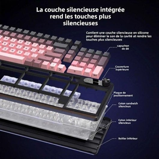 Clavier Nobrand IP98 membrane RGB USB Bluetooth PBT résistant à l'eau