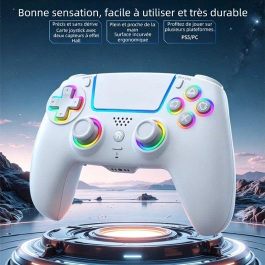 Manette sans fil Nobrand PS5 Hall RGB 6 axes Micro intégré
