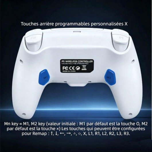 Manette sans fil Nobrand PS5 Hall RGB 6 axes Micro intégré