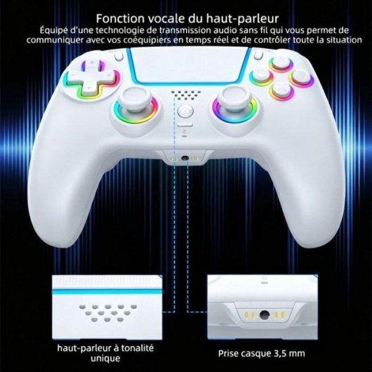Manette sans fil Nobrand PS5 Hall RGB 6 axes Micro intégré