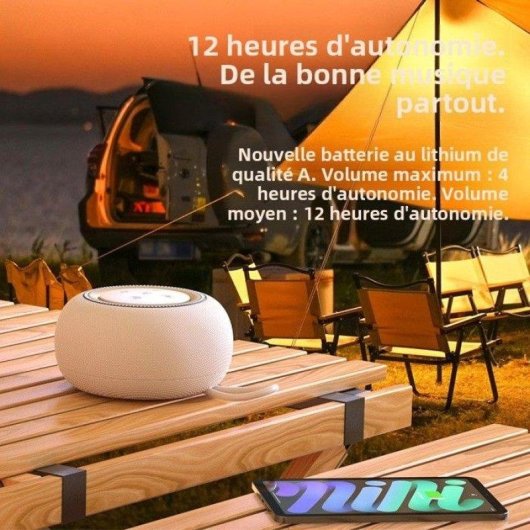 Haut-parleur Bluetooth Nobrand Portable IPX7 Blanc Cassé avec mains libres