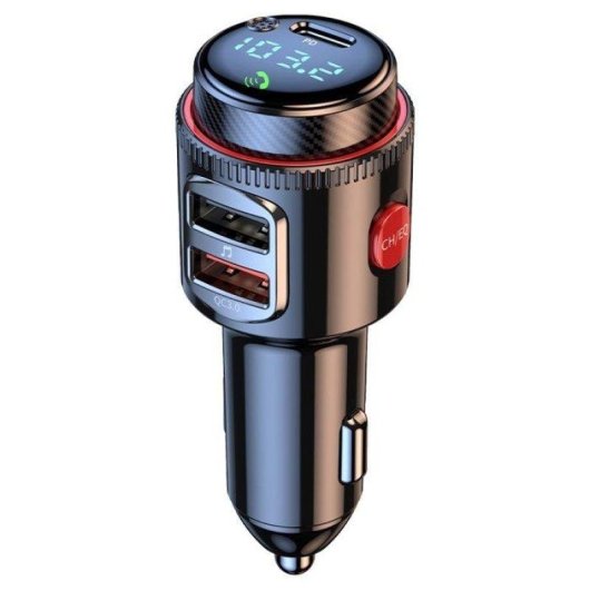 Transmetteur FM Bluetooth 5.0 Charge Rapide 48W QC3.0 PD 3 Ports Écran LED Noir