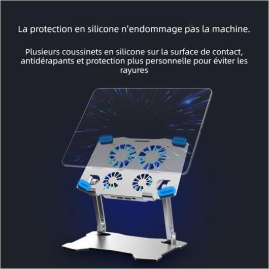 Support Tablette Nobrand Aluminium 4 Ventilateurs Réglable 180° Double USB