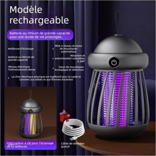 Lampe anti moustiques electrique Nobrand USB 3000 V Gris