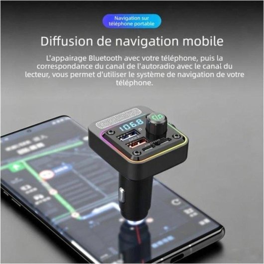 Transmetteur FM Nobrand Bluetooth 5.0 MP3 Charge PD QC3.0 36W Noir
