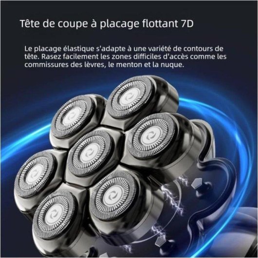 Rasoir Visage Nobrand 7 Têtes Rotatif 60min Résistant à l'Eau LED