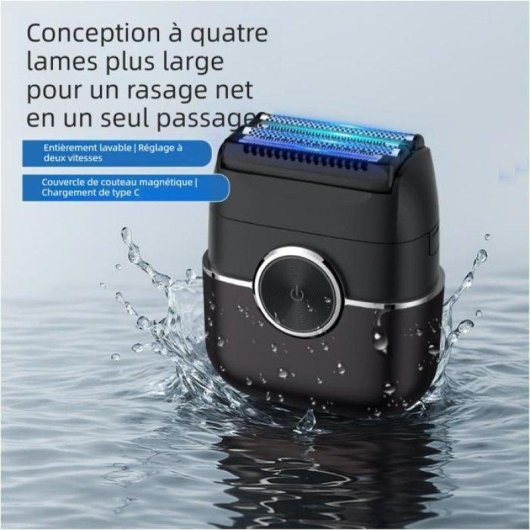 Rasoir Visage Nobrand Compact USB-C 100min IPX6 LED 4 Têtes