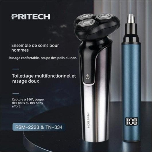 Rasoir Visage Nobrand Sans Fil 80min Sec et Humide 3 Lames LED