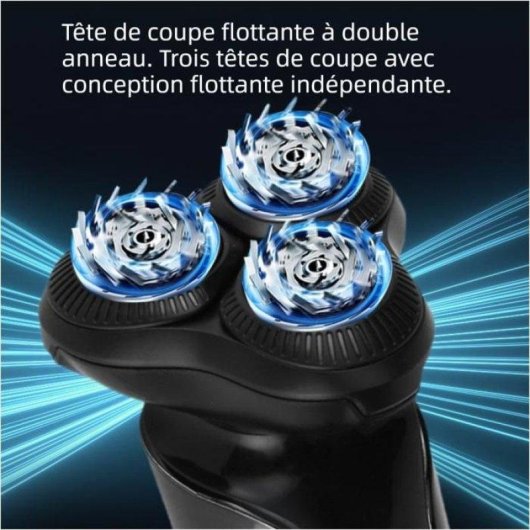 Rasoir Visage Nobrand Sans Fil 80min Sec et Humide 3 Lames LED