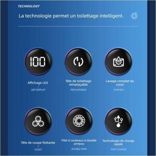 Rasoir Visage Nobrand Sans Fil 60min Sec et Humide 3 Têtes Charge Rapide
