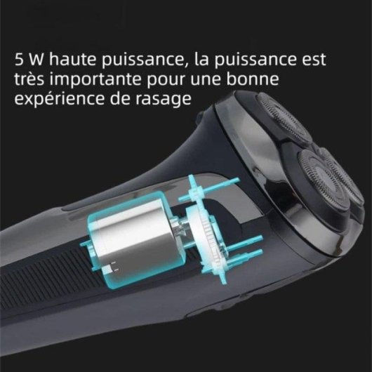 Rasoir Visage Nobrand 3 Têtes Rotatives Sans Fil 60min Sec Lavable LED